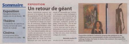 article de presse du journal Haute Gironde du 14 mars 2014